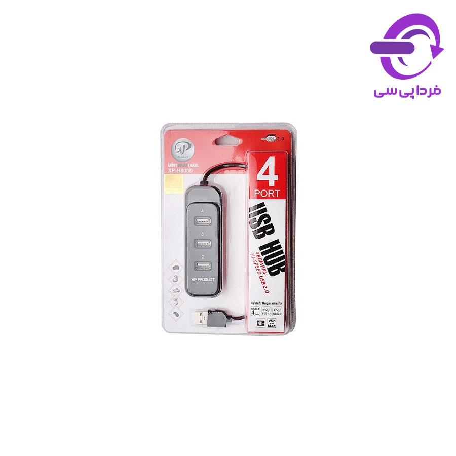 هاب یو اس بی 2.0 4 پورت XPproduct مدل XP-H808D
